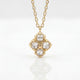 Gold necklace with a diamond pendant on a white background