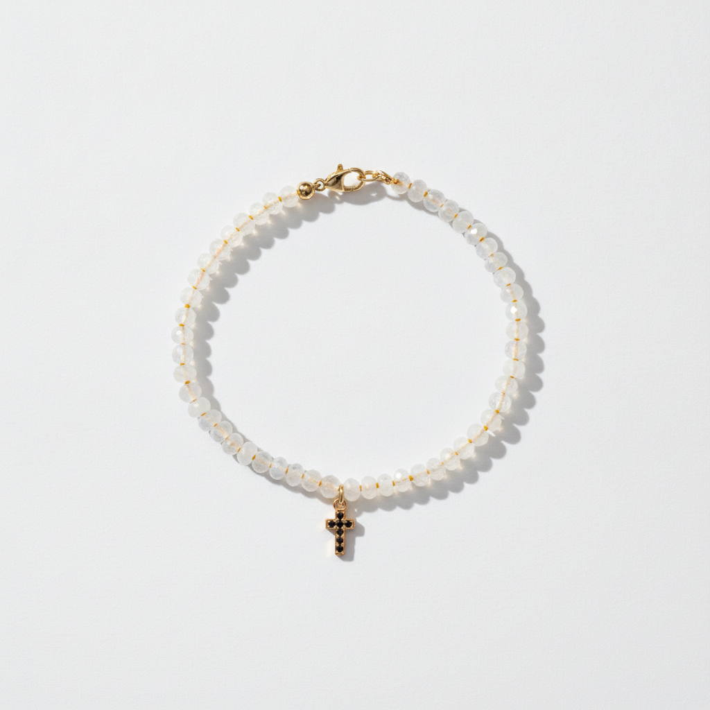 white stone bracelet on white background 