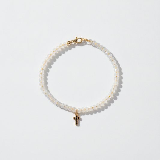 white stone bracelet on white background 