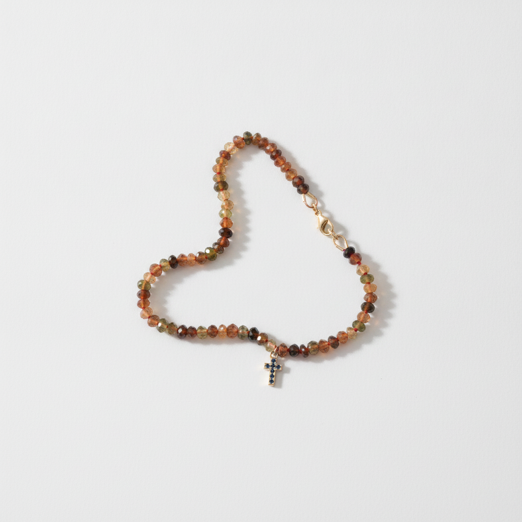 Earth toned stone bracelet on White Background