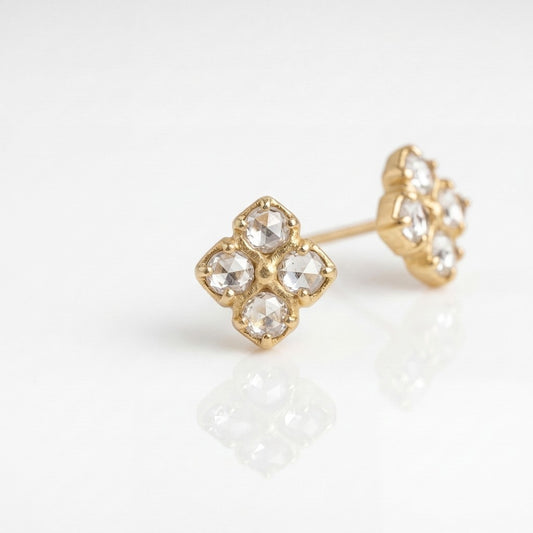 gold earrings with rose cut diamonds 