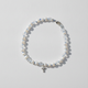 Carry the Cross Bracelet - No. 7 Pearl, Moonstone, Periwinkle Silk, Sterling Silver 6.75 Inches